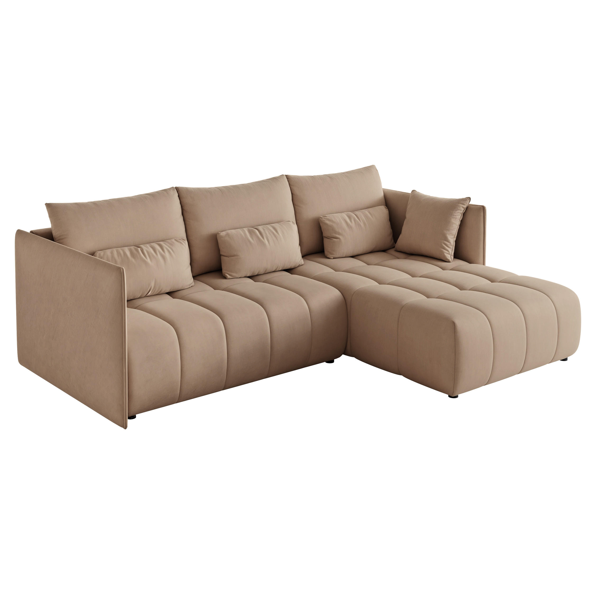 ECKSOFA CLEO mit Schlaffunktion und Bettkasten Hellbraun - Hellbraun/Schwarz, Kunststoff/Textil (245/180cm) - Idohome