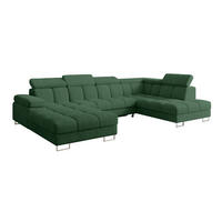 WOHNLANDSCHAFT mit Schlaffunktion und Bettkasten Ottomane RECHTS COMA U 345x203x79 Grün Cord - Waldgrün, Holzwerkstoff/Textil (203/79/345cm) - ALTDECOR