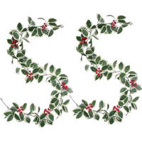 WEIHNACHTS-GIRLANDE 2-teiliges Set 2 Meter mit roten Beeren und Stechpalmenblättern - Multicolor, Kunststoff (200cm)