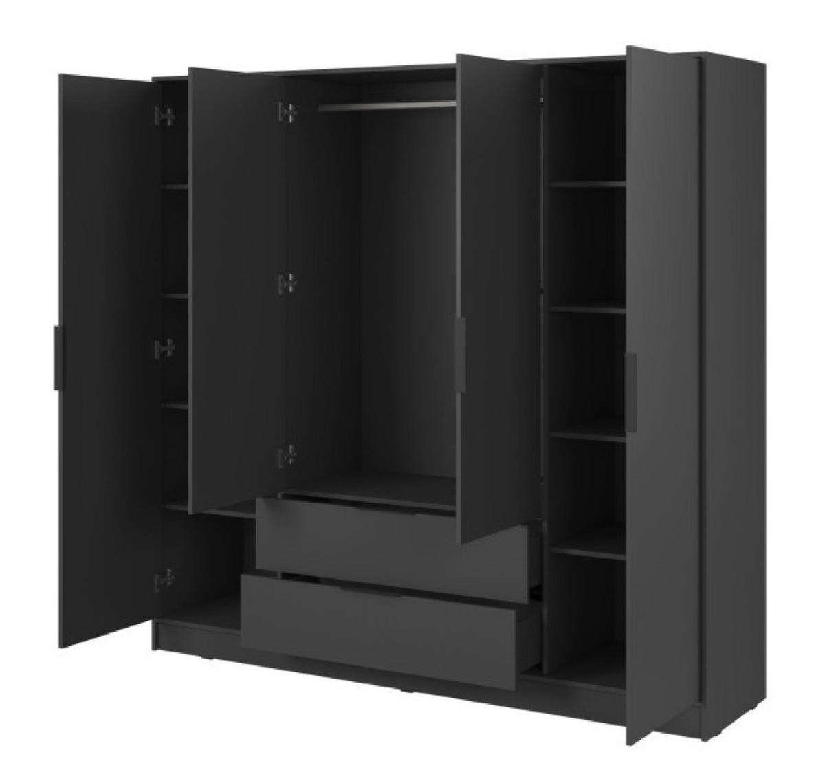 SCHRANK Grafit ELLY 4D Mit Regalen Und Schubladen - Graphitfarben, Holzwerkstoff (206/200/51cm) - Sepro Meble