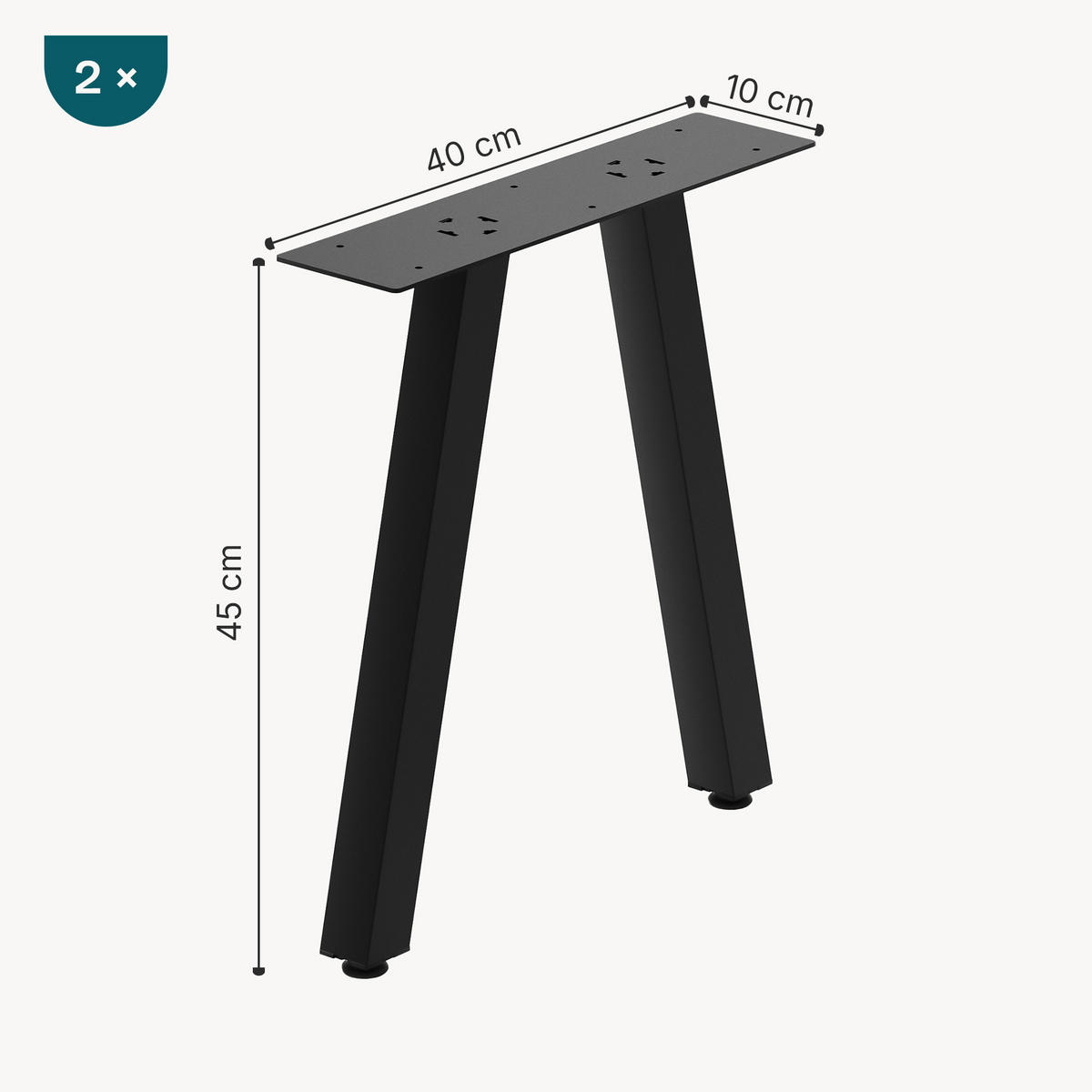 SADA STOLOVÝCH NOH 2 KS Heustreu - černá, kov (40/45/12cm) - [en.casa]