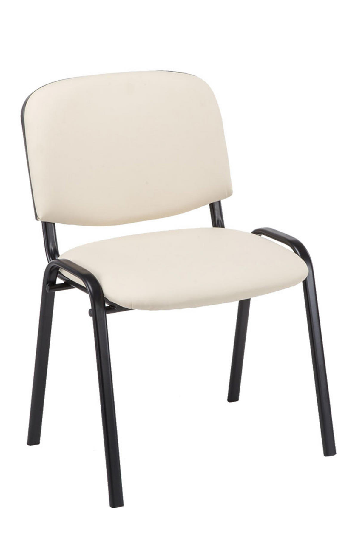 BESUCHERSTUHL 4er Set Lederlook creme - Creme/Schwarz, Textil/Metall (53/83/53cm) - CLP