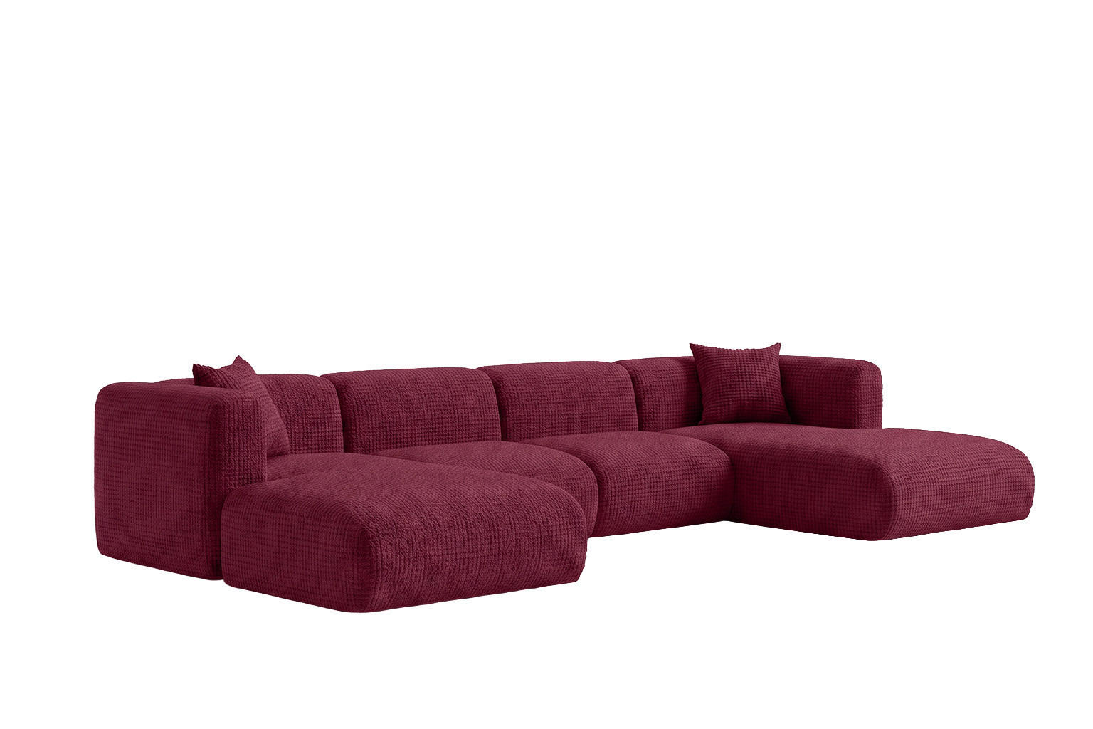 ECKSOFA U-Form, Chenille-Stoff Cremona, Rotwein, GRETA - Weinrot, Holz (408/70/179cm) - Kaiser Möbel