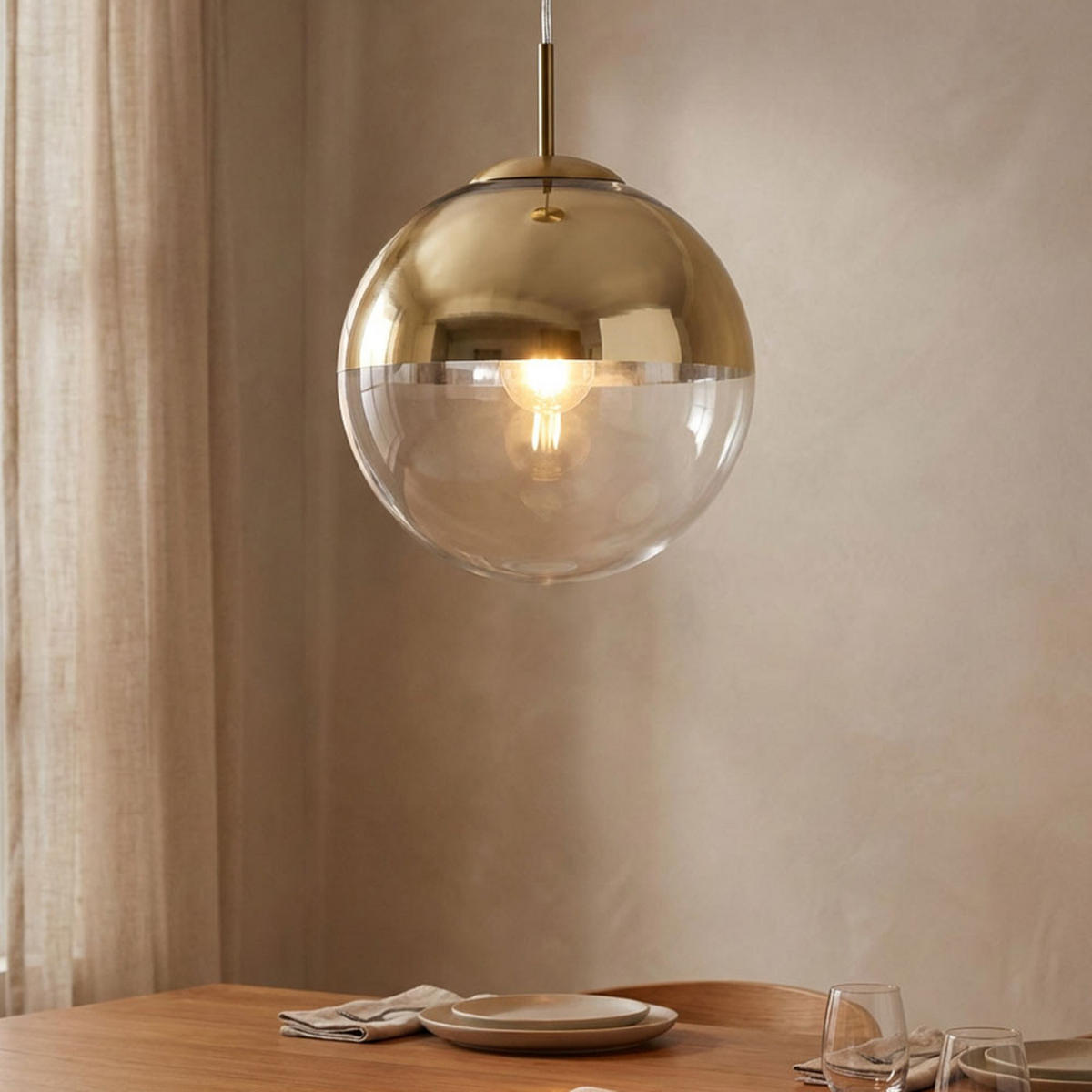 LED HÄNGELEUCHTE VARUS Gold Transparent - Goldfarben, Glas (25/25/120cm)