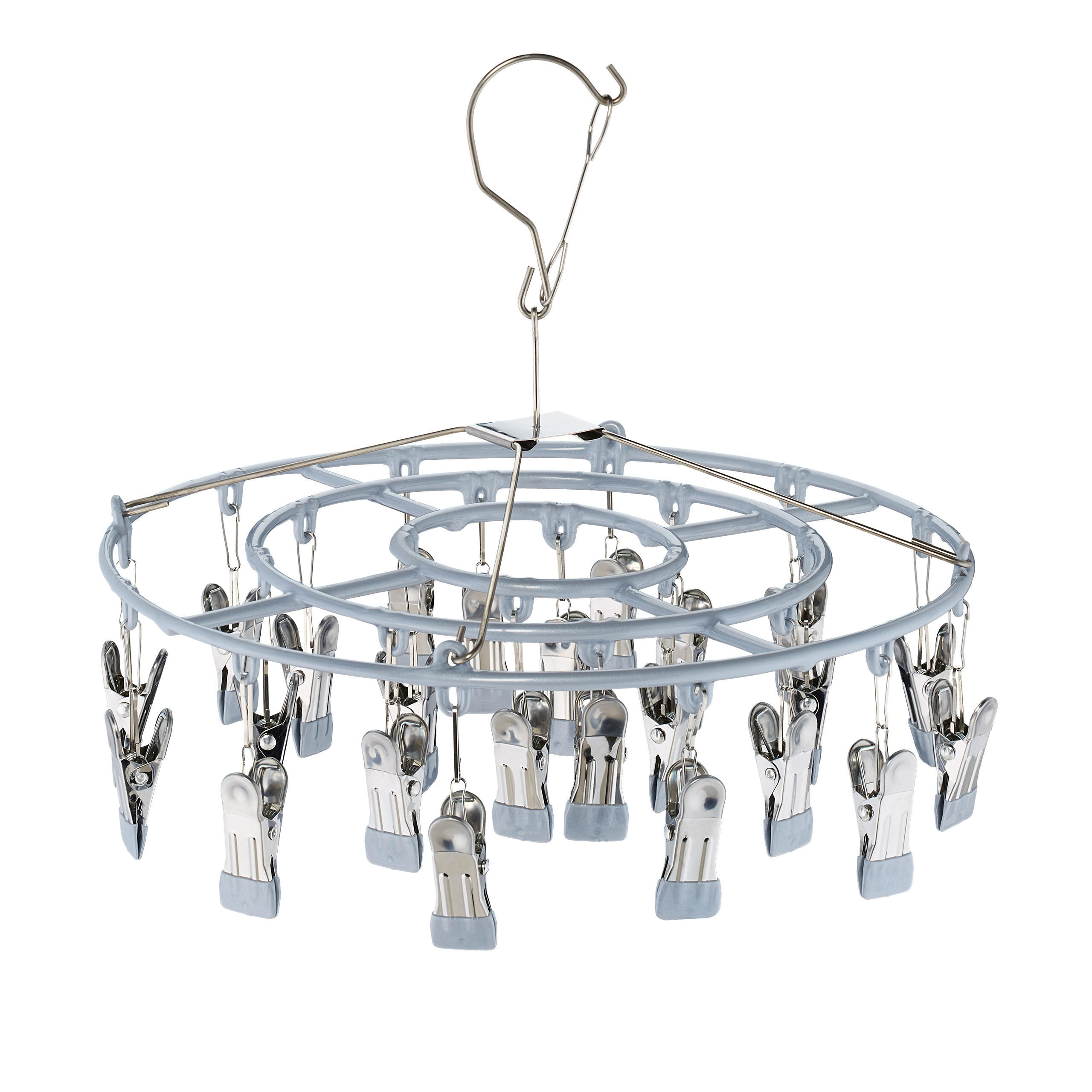 SUŠIČKA ponožiek - strieborná, kov/plast (33.5/29/33.5cm) - Relaxdays