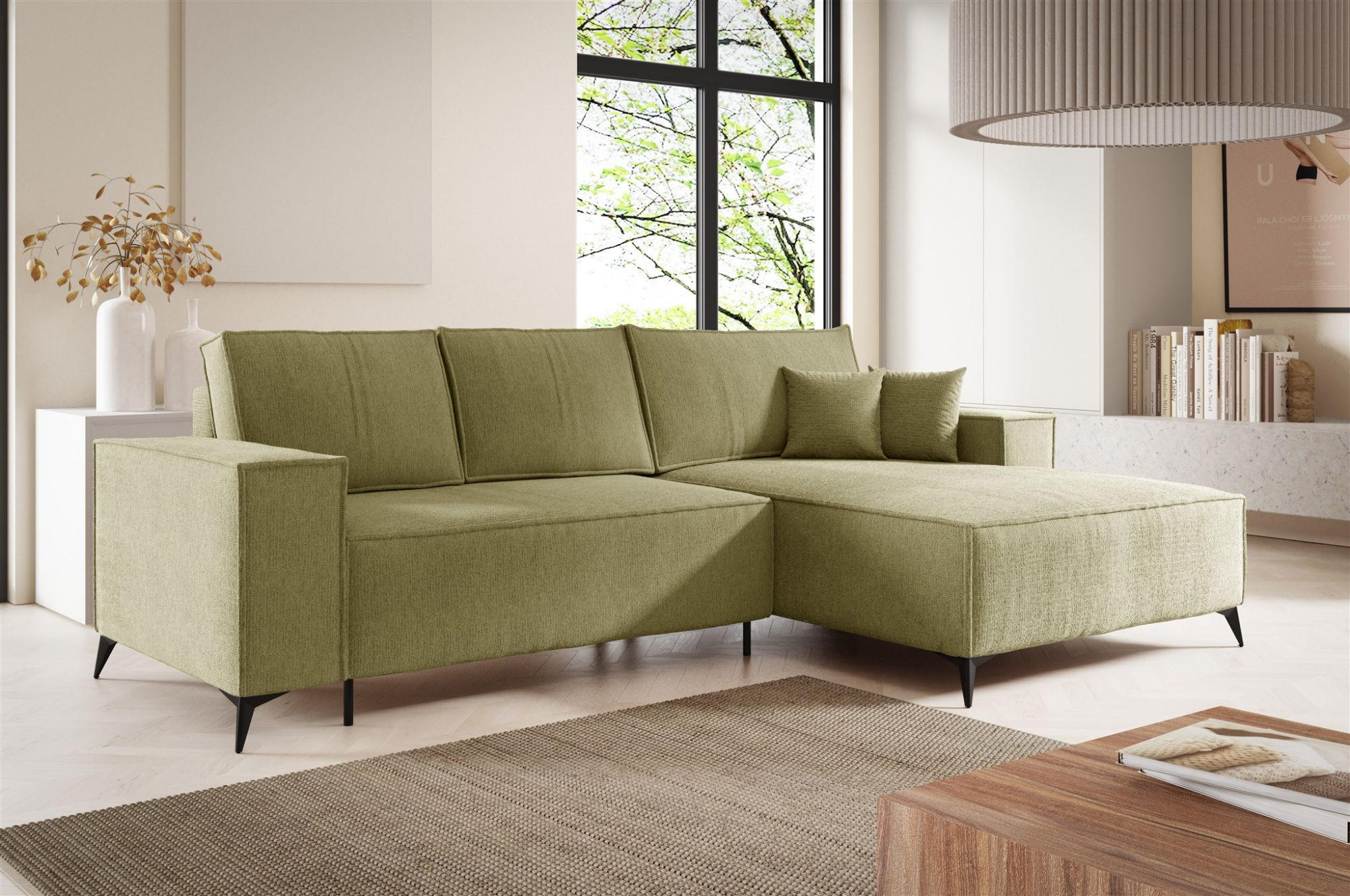 ECKSOFA Fiore - Grün, Holzwerkstoff/Textil (294/185cm) - Fun Möbel
