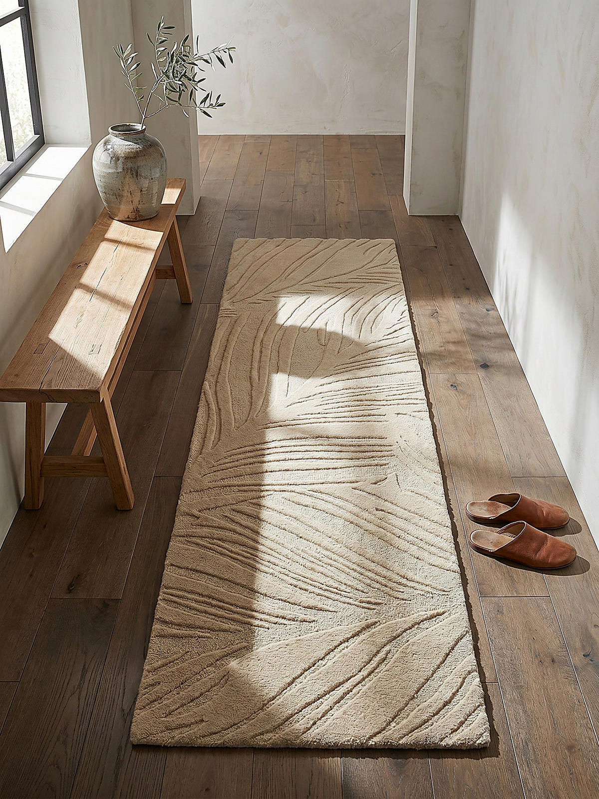 WOLLTEPPICH LEVEN, floral, Beige, 60 x 230 cm - Beige, Textil (60/230cm) - KADIMA DESIGN