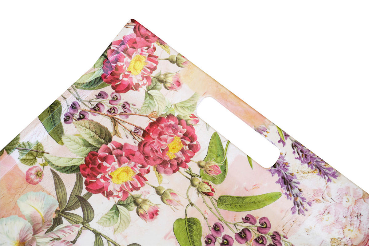TABLETT Wildblumen, rechteckige Serviertablett mit Griff 47x31 cm - Dunkelrosa, Kunststoff (31/3/47cm) - Lashuma