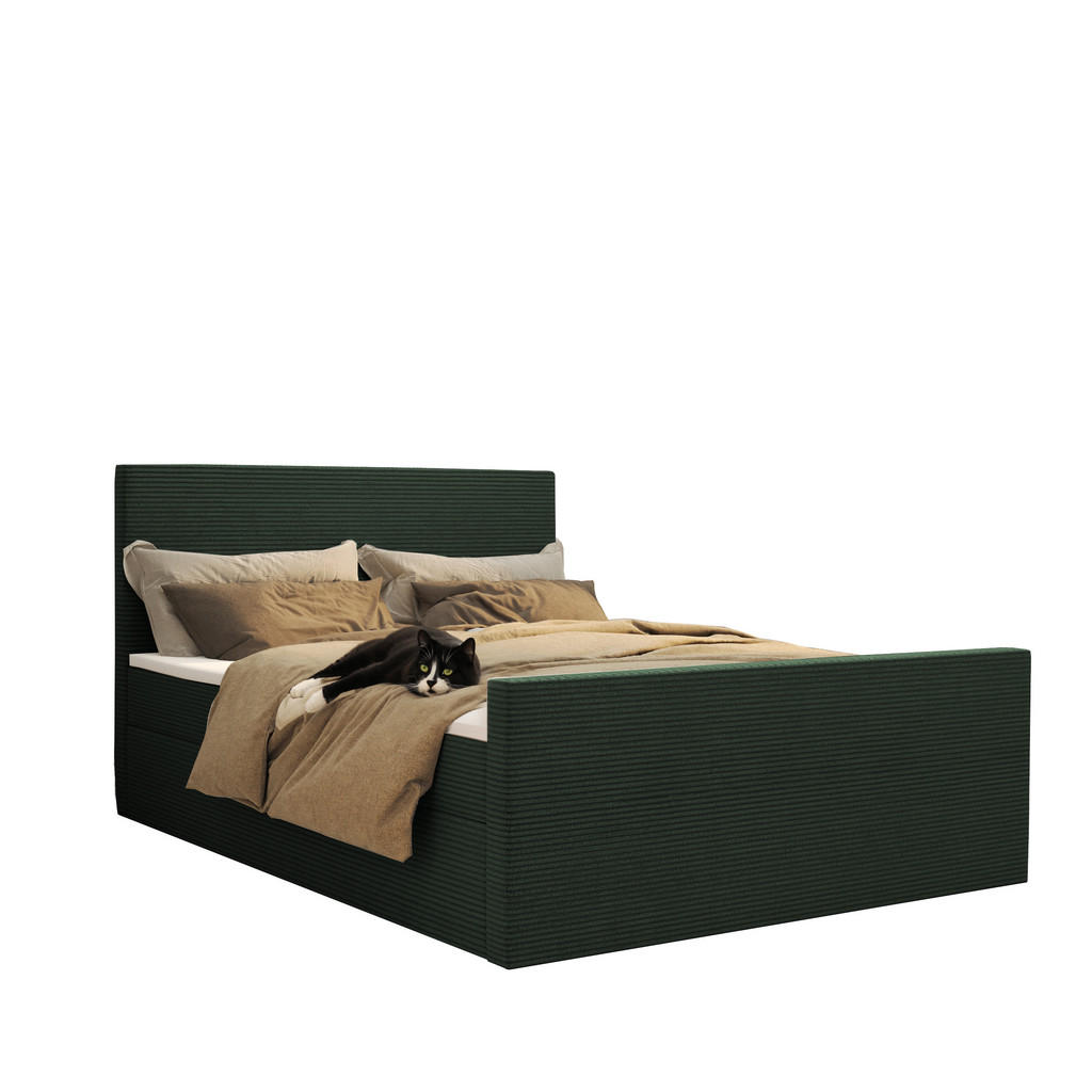 Kaiser Möbel KONTINENTÁLNÍ POSTEL s úložným prostorem a topperem VIESTA tkanina Poso Zelená 180x200 cm H3-Bonell