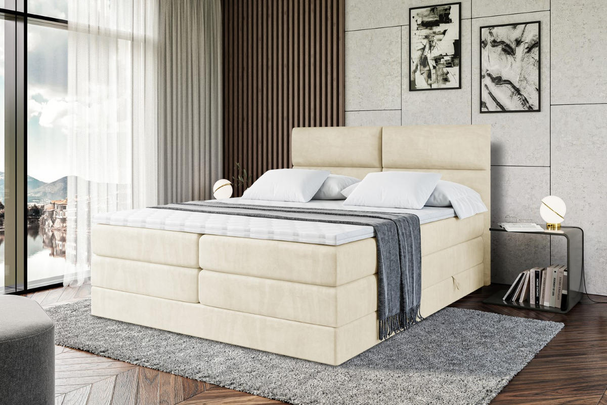 BOXSPRINGBETT BOXI3 KING - 140x200 - H3/H4 - Beige - Beige, Holzwerkstoff (140/200cm) - ALTDECOR