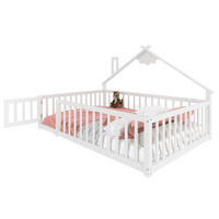 KINDERBETT 140/190 mit Hausdesign, Schutzgitter und Kiefernholz in Weiß - Weiß, Holzwerkstoff (140/190cm) - EVRYAE