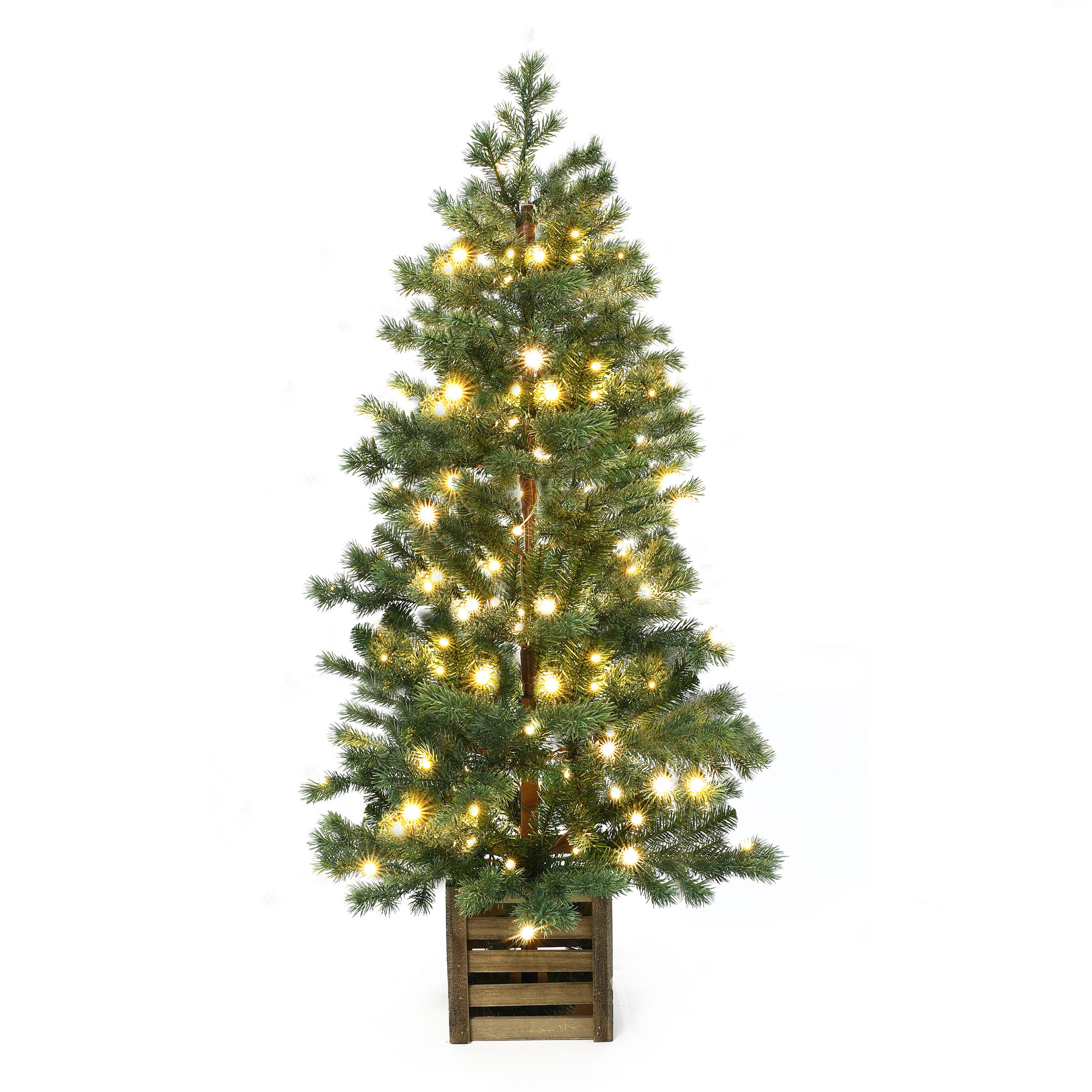 WEIHNACHTSBAUM 120 cm mit Beleuchtung, 537 PE-/PVC-Spitzen, 100 LEDs - Grün, Kunststoff (120cm) - Hometopia