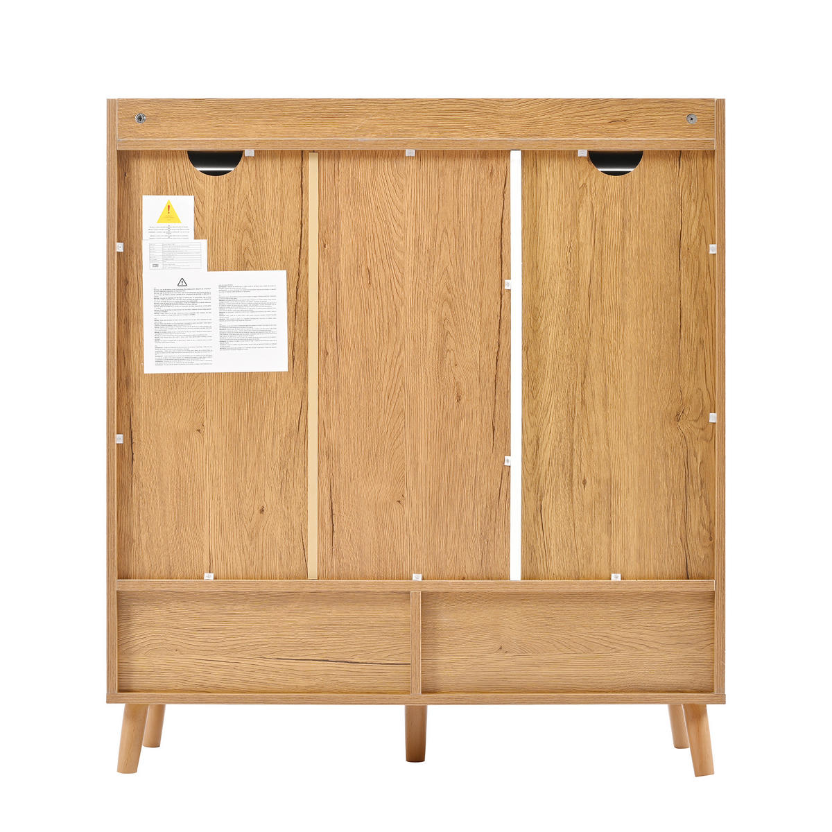 SCHUHSCHRANK in Weiß & Natur mit Massivholzbeinen & Push-to-Open-Funktion - Walnussfarben, Holzwerkstoff (90/99/35cm) - Urban Meuble