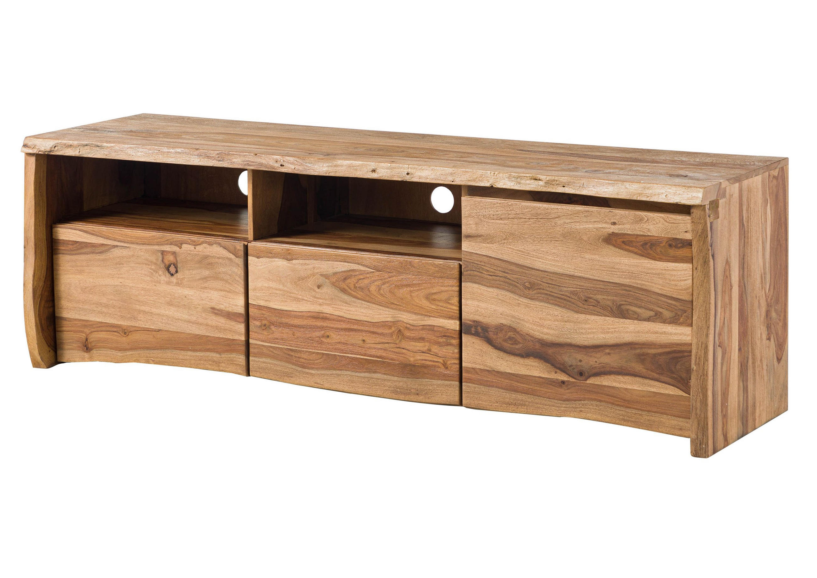 TV-BOARD Sheesham 178x48x58 natur lackiert / sandgestrahlt PURE SHEESHAM #123 - Naturfarben, Holz (178/58/48cm) - Massivmoebel24