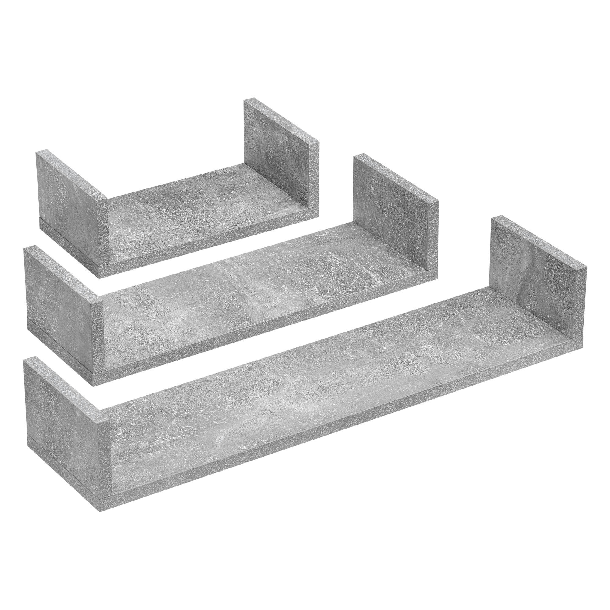 WANDREGAL-SET 3 TLG. Vennesla - Grau, Holzwerkstoff (60/10/15cm) - [en.casa]