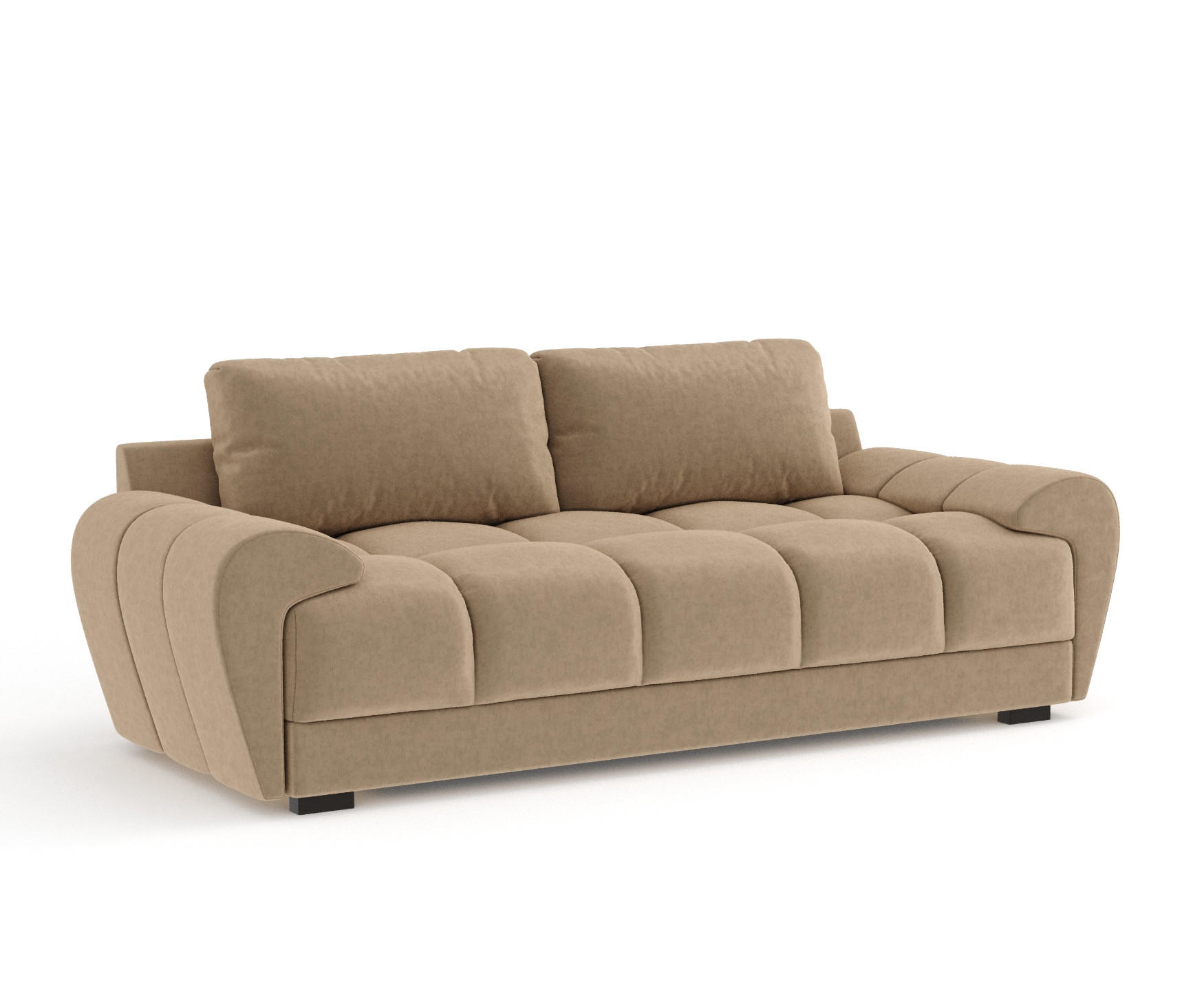3-SITZER SOFA Peebles Beige Samtstoff - Beige/Schwarz, Holz/Holzwerkstoff (244/90/101cm) - Maison de Reve