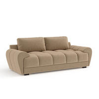 3-SITZER SOFA Peebles Beige Samtstoff - Beige/Schwarz, Holz/Holzwerkstoff (244/90/101cm) - Maison de Reve
