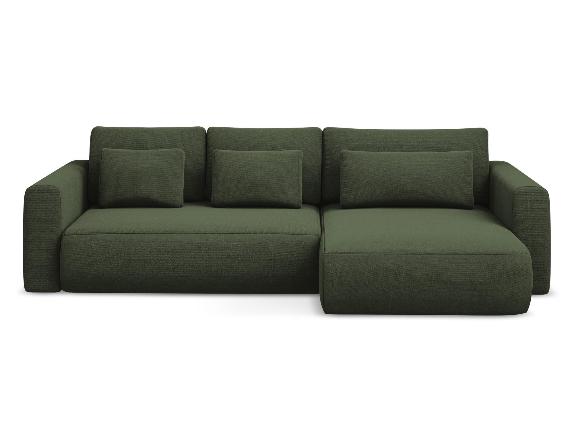 ECKSOFA mit Schlaffunktion Strukturstoff Stoff Grün - Schwarz/Olivgrün, Kunststoff/Textil (278/149cm) - Makamii