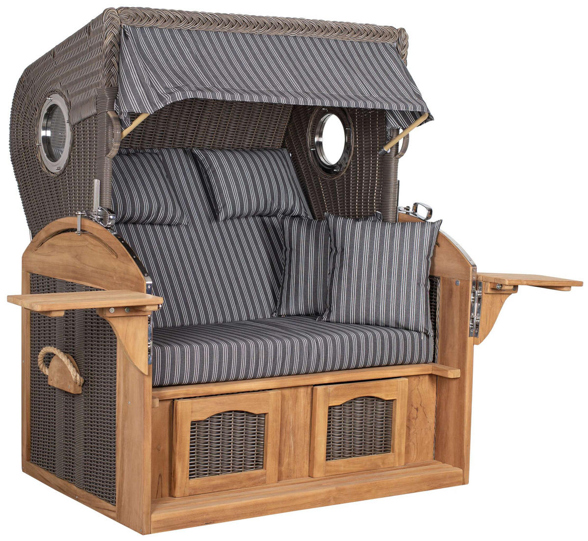 STRANDKORB XL Schillig Bullauge - Braun/Grau, Metall (142/170/95cm) - Mr. Deko