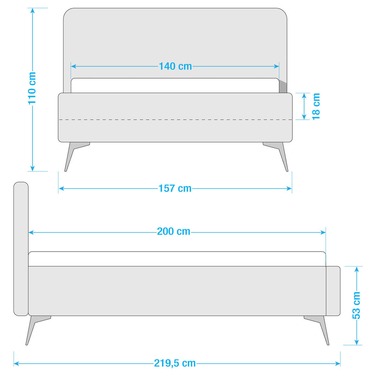 POLSTERBETT - Mauve, Textil (140/200cm) - home24
