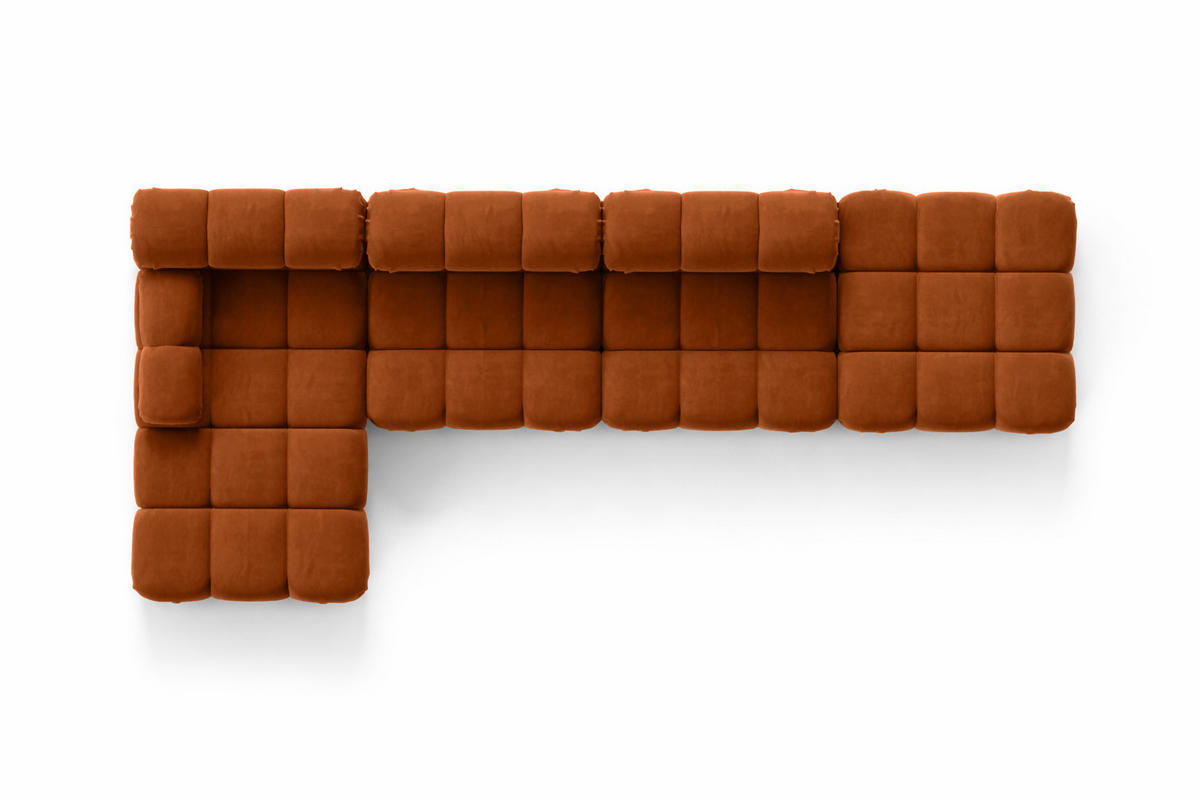 ECKSOFA L-Form XL, Stoff Velours Salvador, Braun, Links, Selia L XL - Braun, Holz (380/160cm) - Kaiser Möbel