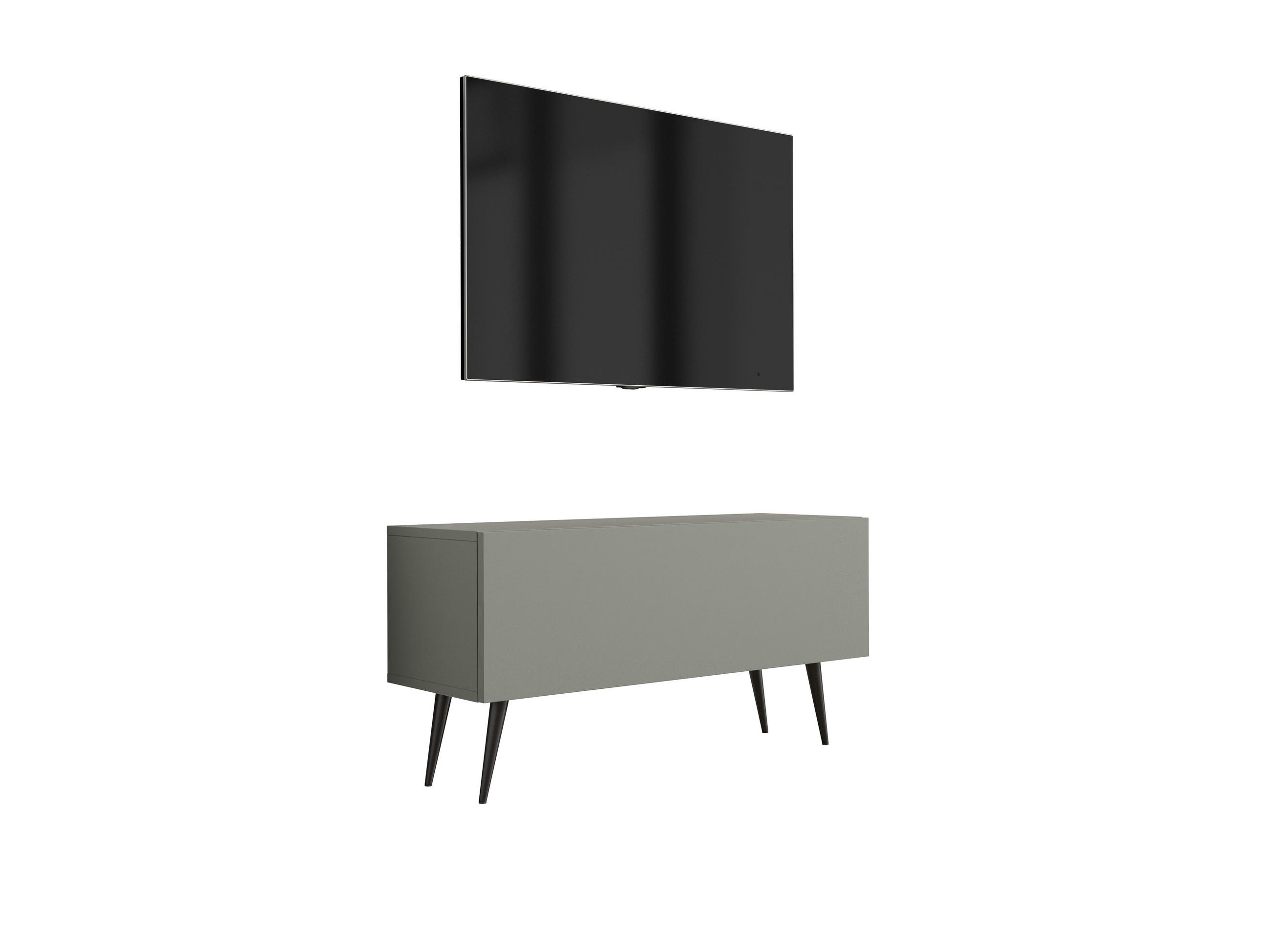 TV-SCHRANK : Aloe, 100 x 52 x 32 cm, schwarze Beine - Schwarz/Grün, Holzwerkstoff/Metall (100/52/32cm) - 3XE LIVING