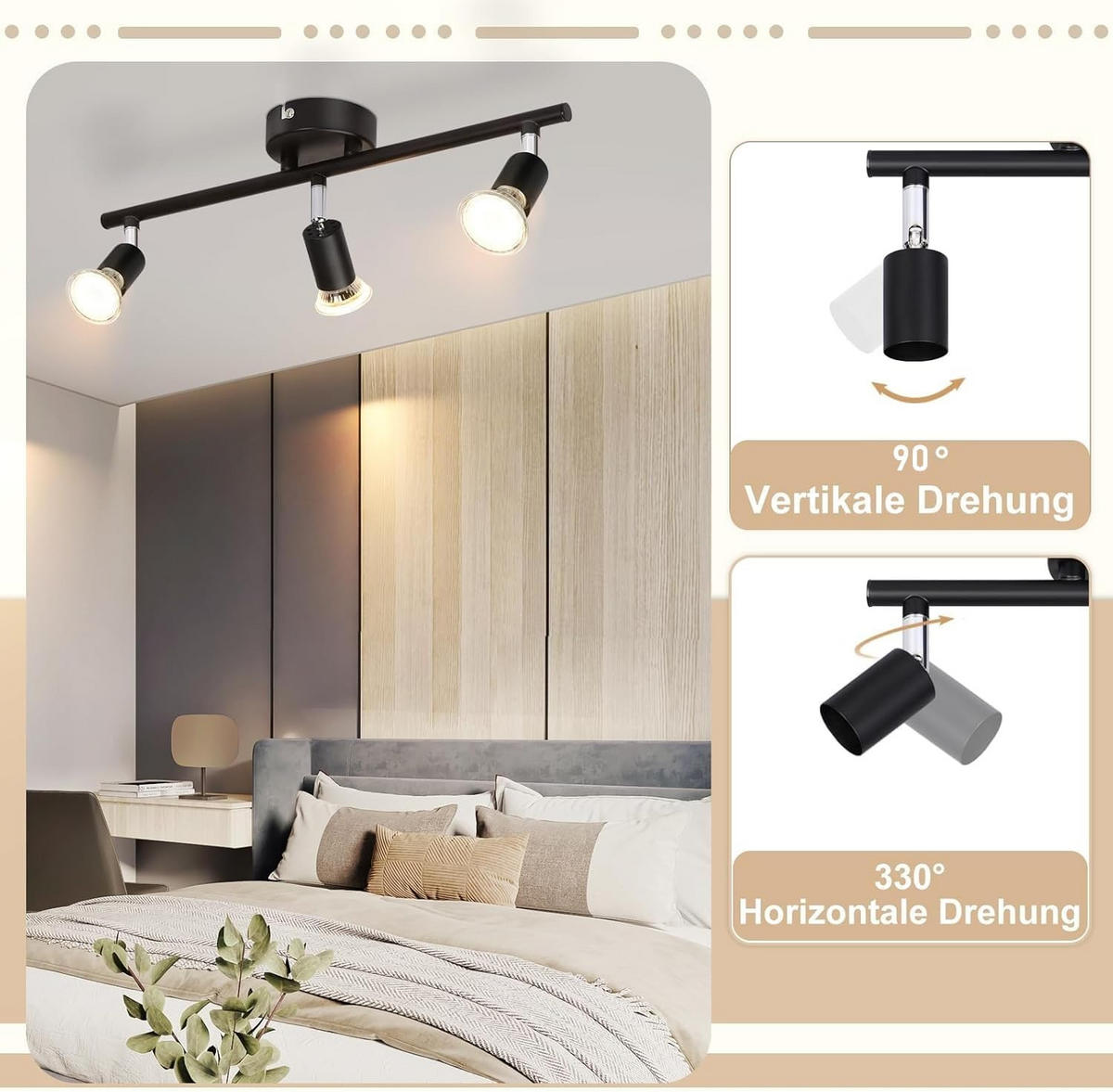 DECKENSTRAHLER Feura 5/13/40 cm - Schwarz, Metall (40/5/13cm) - ZMH