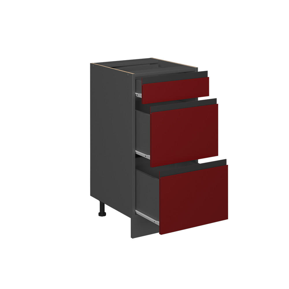 KÜCHENUNTERSCHRANK R-Line Rot 40 cm J-Shape, mit Schubladen, ohne AP - Anthrazit/Rot, Holzwerkstoff (40/81.6/46cm) - Vicco