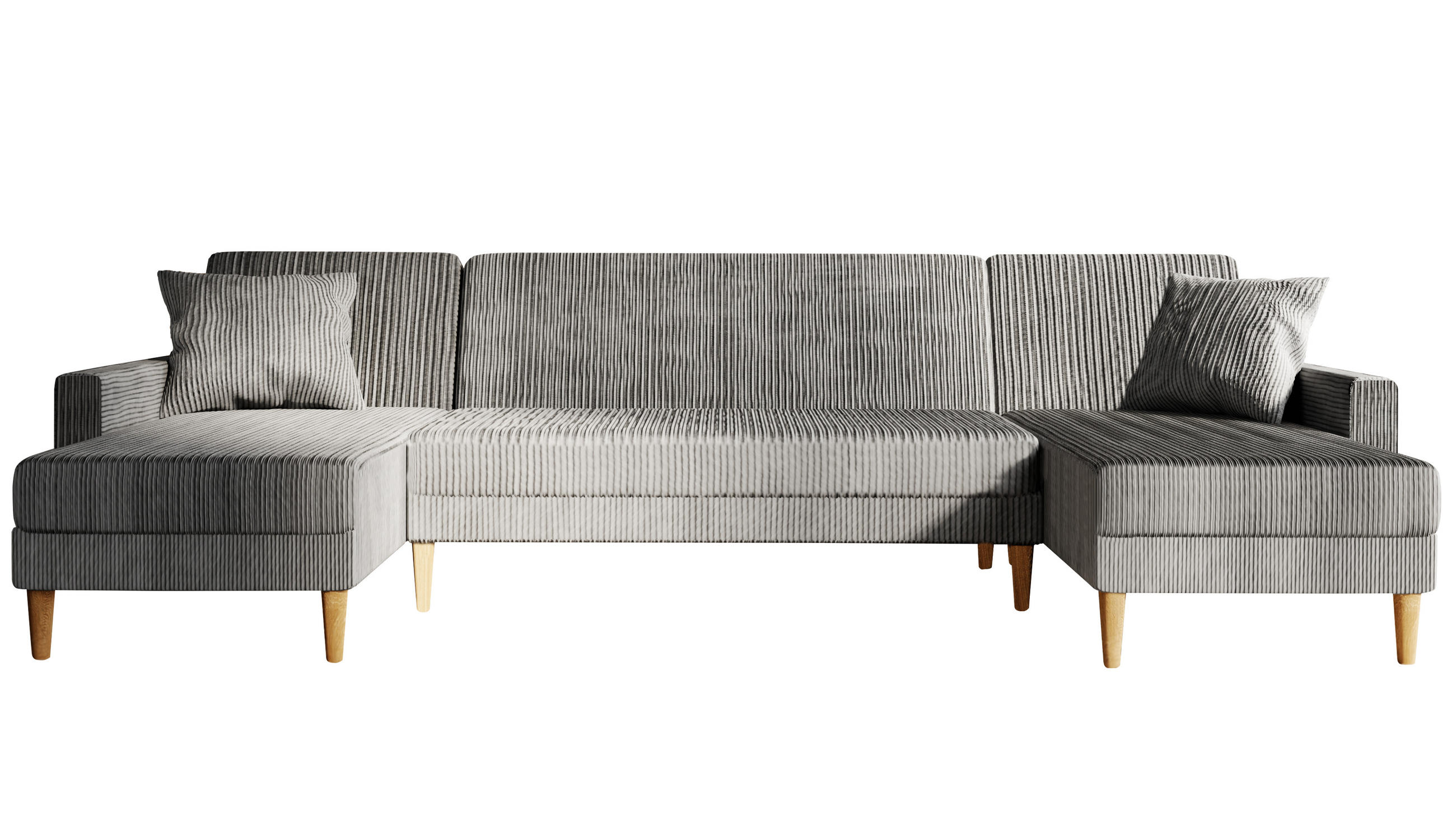 ECKSOFA mit Schlaffunktion U-Form, Hellgrau - Grau, Holzwerkstoff/Textil (330/134cm) - Idohome