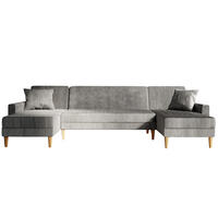 ECKSOFA mit Schlaffunktion U-Form, Hellgrau - Grau, Holzwerkstoff/Textil (330/134cm) - Idohome