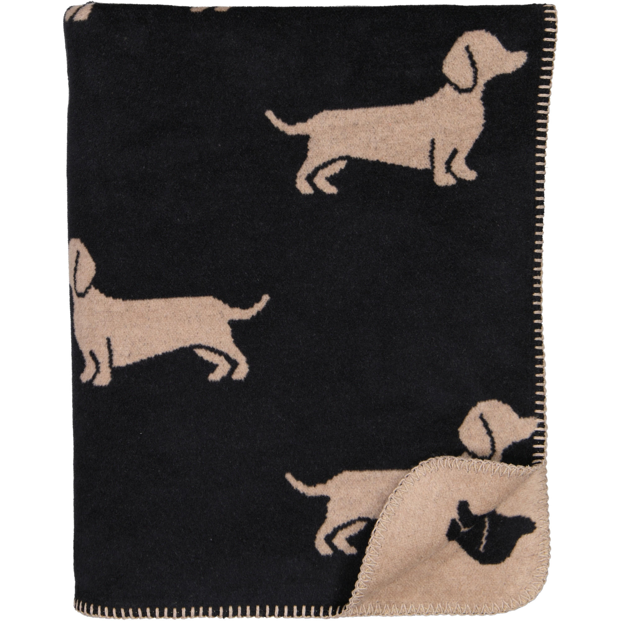 WOHNDECKEN WE LOVE DOGS 62460 SCHWARZ/BEIGE - 93 - Schwarz, Textil (150/200cm) - Cawoe