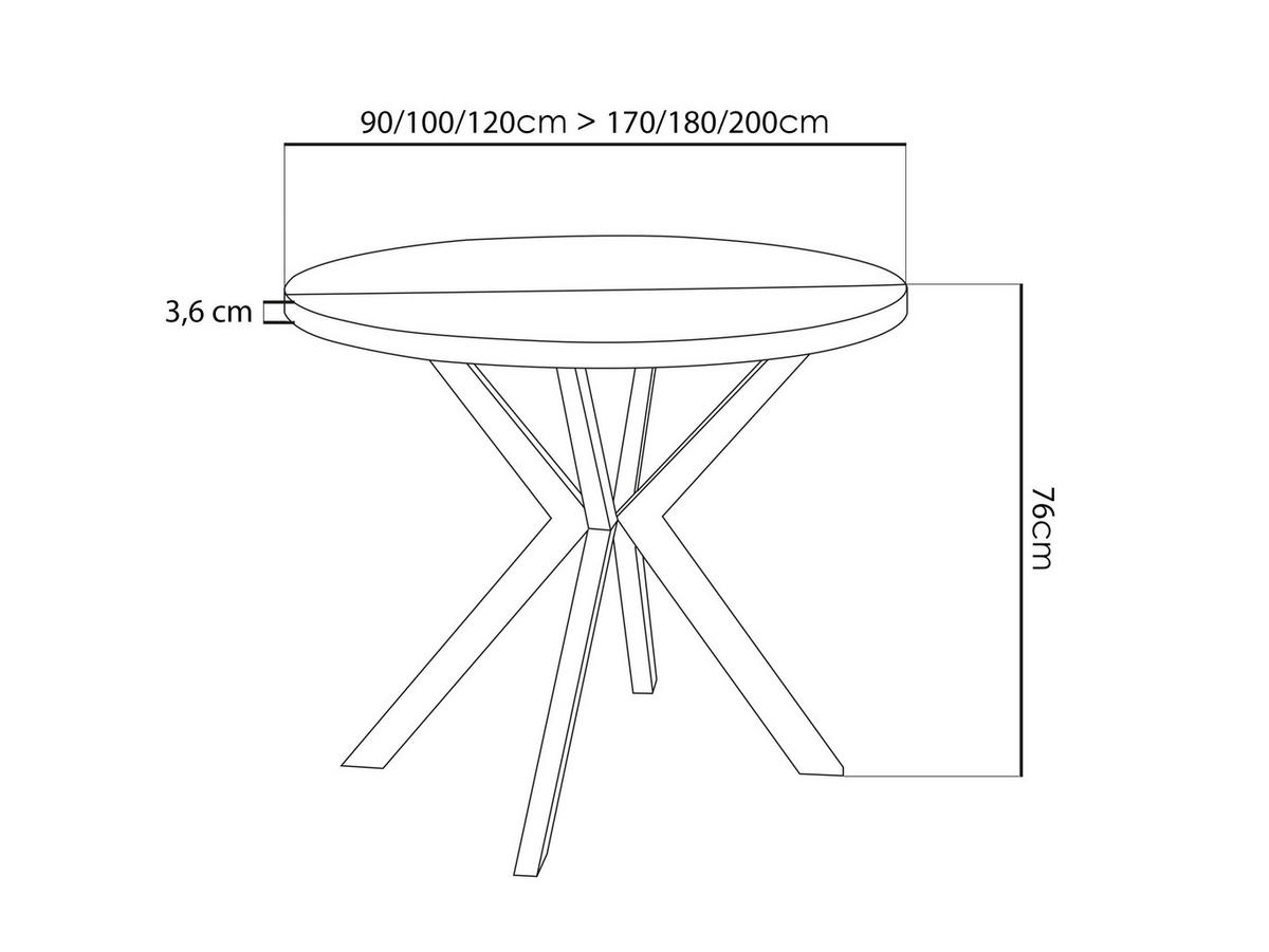 ESSTISCH Dina runder ausziehbarer, Craft Eiche 90-170/90/76 cm - Eiche Wotan/Goldfarben, Holzwerkstoff/Metall (90/90/76cm) - WFL GROUP
