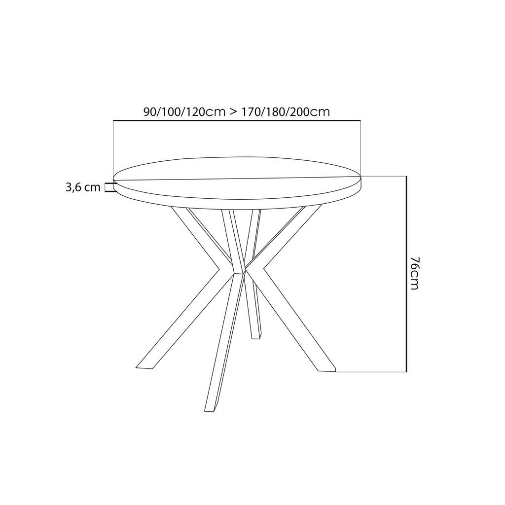 Thumbnail - WFL Group Esstisch, Weiß, Holzwerkstoff, Rund,Rund, 90x76x90 cm, Esszimmer, Tische, Esstische