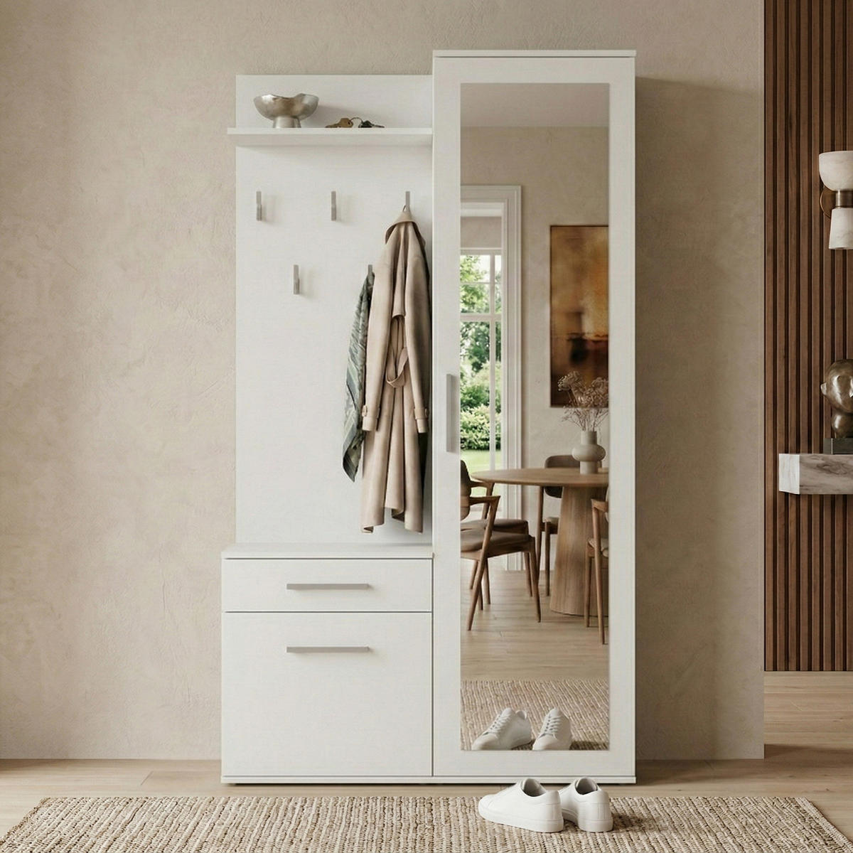 GARDEROBE Fiora 100/180/35 weiß - Chromfarben/Weiß, Holzwerkstoff/Kunststoff (100/180/35cm) - Beautysofa