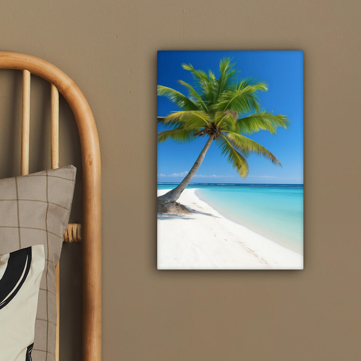 LEINWANDBILD Strand - Palme - Tropisch - Meer 20x30 cm - Grün, Textil (20/30cm) - MuchoWow