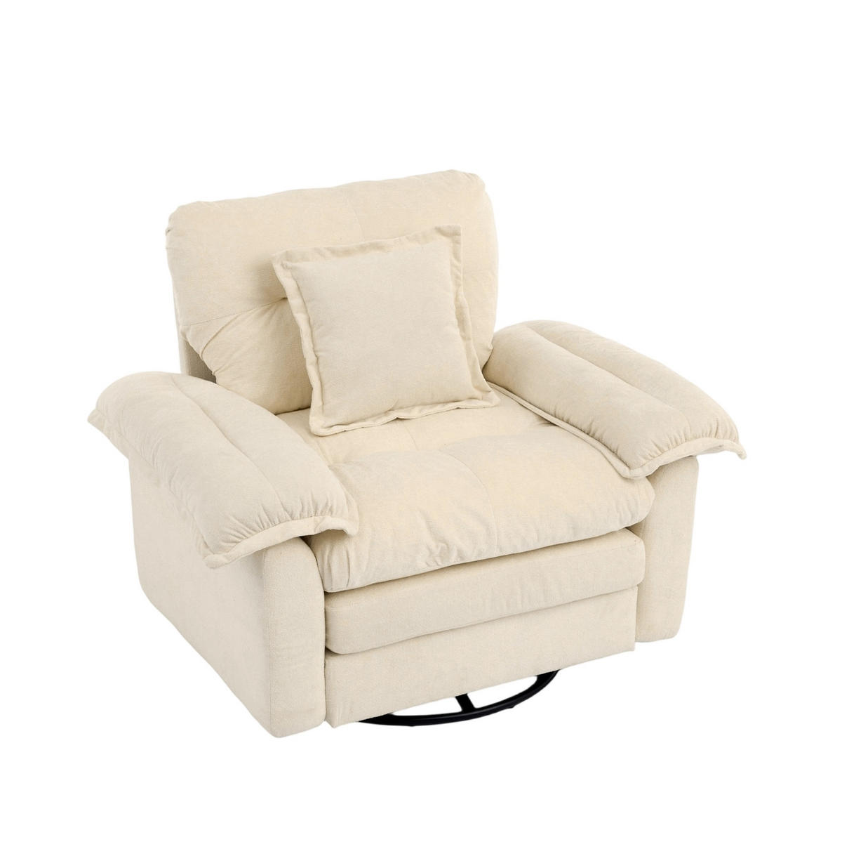 SESSEL in Beige mit 360°-Drehfunktion und Chenillebezug,84/116/96 cm - Beige, Textil (84/96/116cm) - Flora Grace