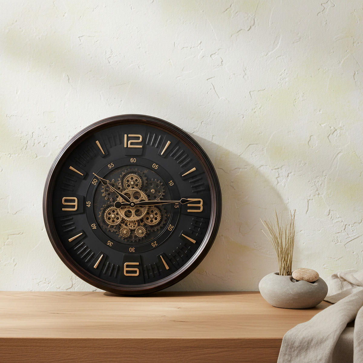 WANDUHR Ramsey Schwarz 50/6.5/50 cm Kunstoff - Schwarz, Kunststoff (50/50/6.5cm) - Mondex