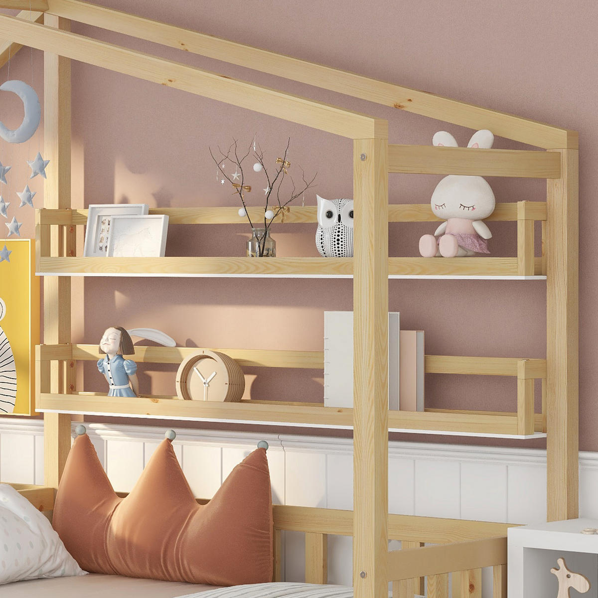 HAUSBETT 90/140x200 cm Regal natur - Naturfarben, Holz (140/200cm) - LEBENLANG