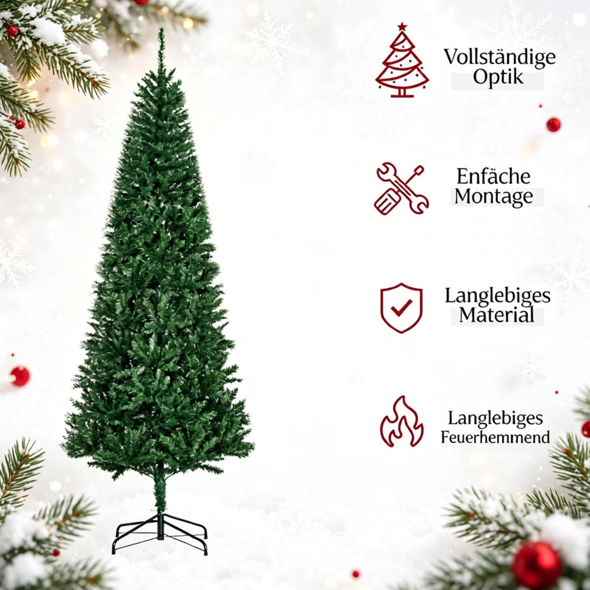 WEIHNACHTSBÄUME & Zubehör 210 cm aus PVC und Metall mit ca. 865 Zweigen, Grün - Grün, Kunststoff (210cm) - OKMYHOME