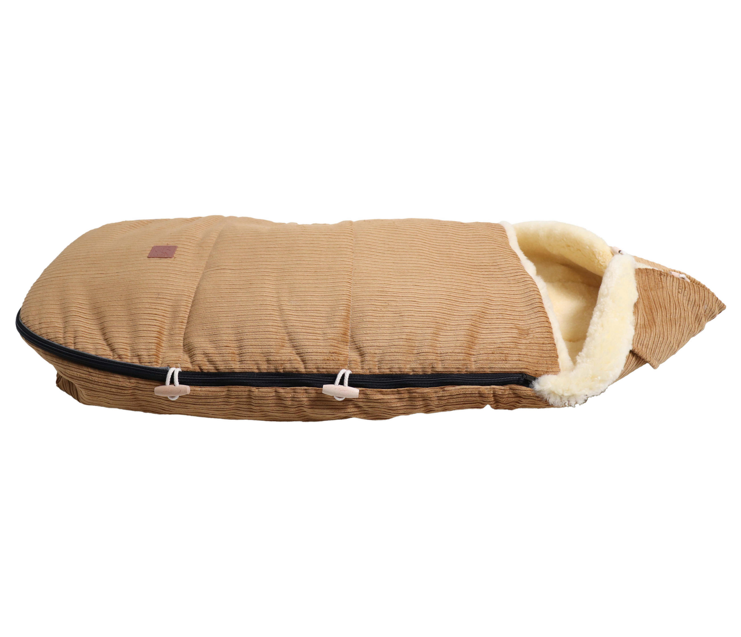 LAMMFELL-FUSSSACK Filius Cord, camel - Hellbraun, Fell (46/6/100cm) - Kaiserbaby