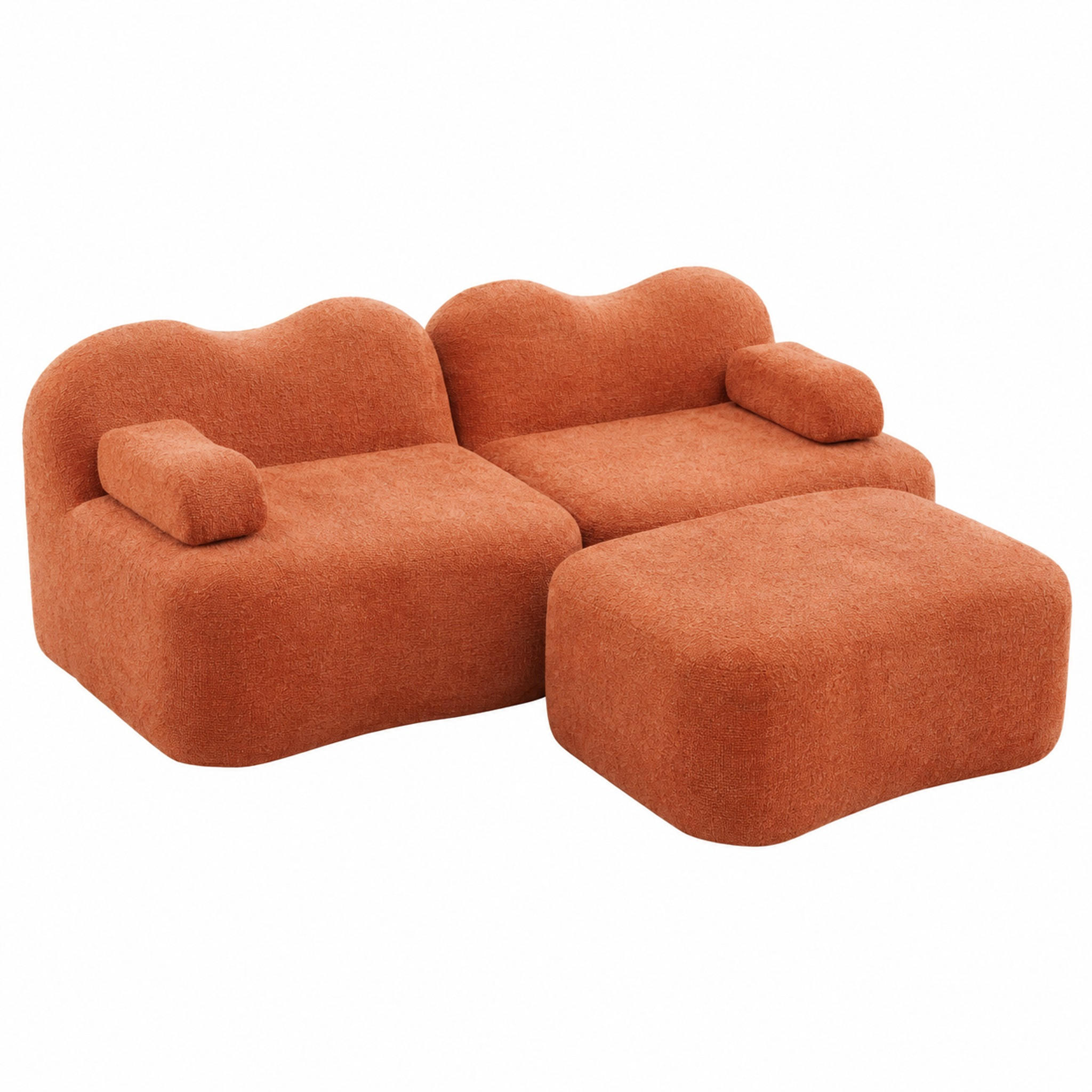 SOFA modulares Ecksofa 2-Sitzer mit Ottoman Samt Orange - Orange, Textil (167/192cm) - Meubliv