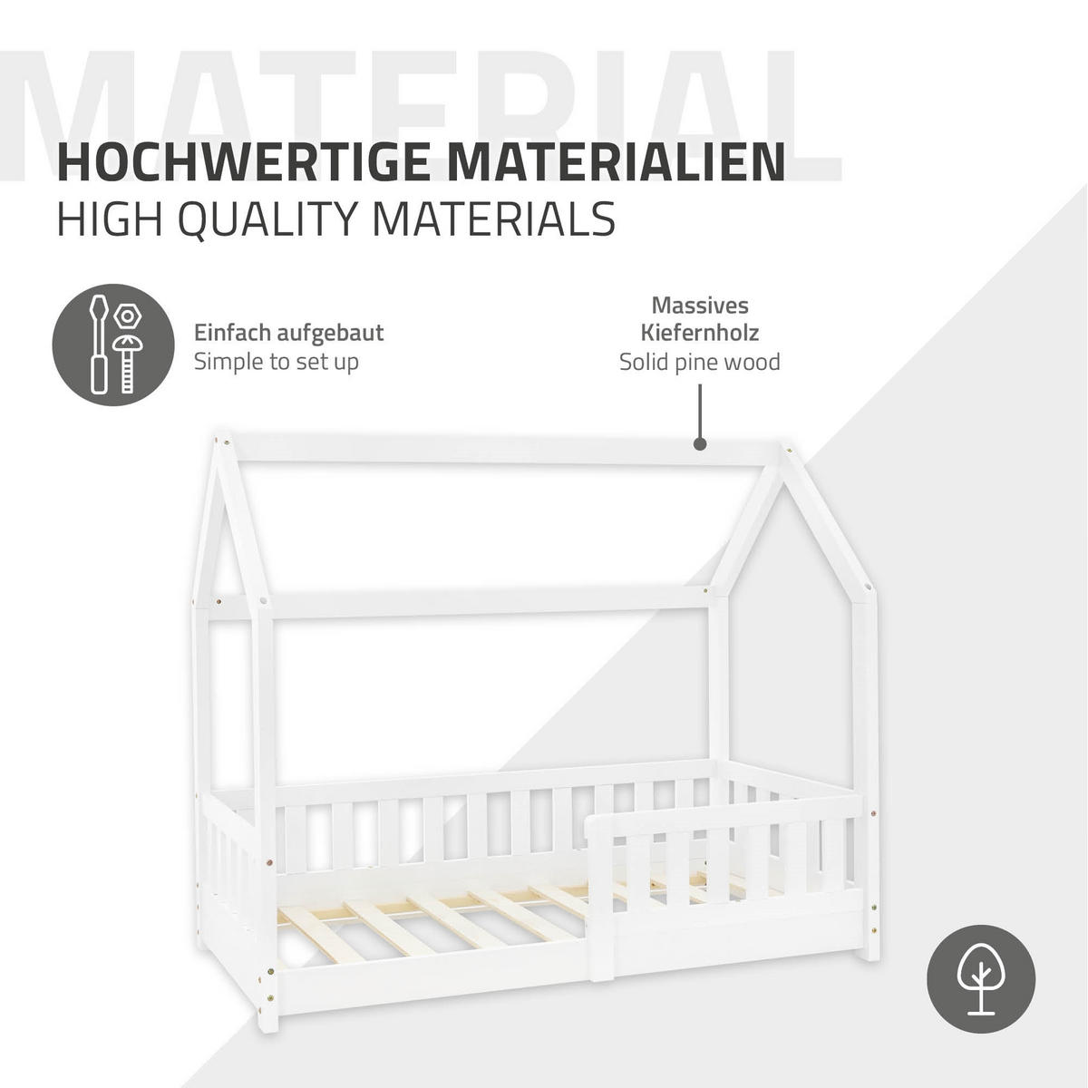 KINDERBETT mit Dach 70x140 cm Weiß - Weiß, Holz (70/140cm) - ML-DESIGN