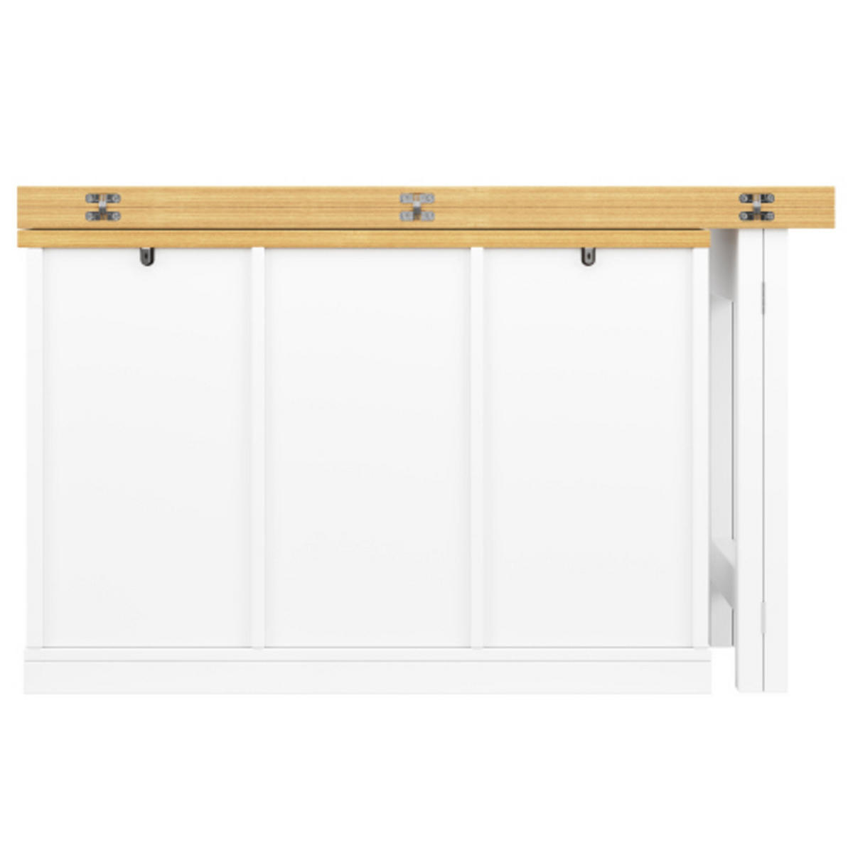 KÜCHENINSEL 120-197×40×74 cm aus MDF und Metall mit 360° drehbarer ausziehbarer Tischplatte, weiß - Weiß, Holzwerkstoff (197/74/40cm) - Luhomfu