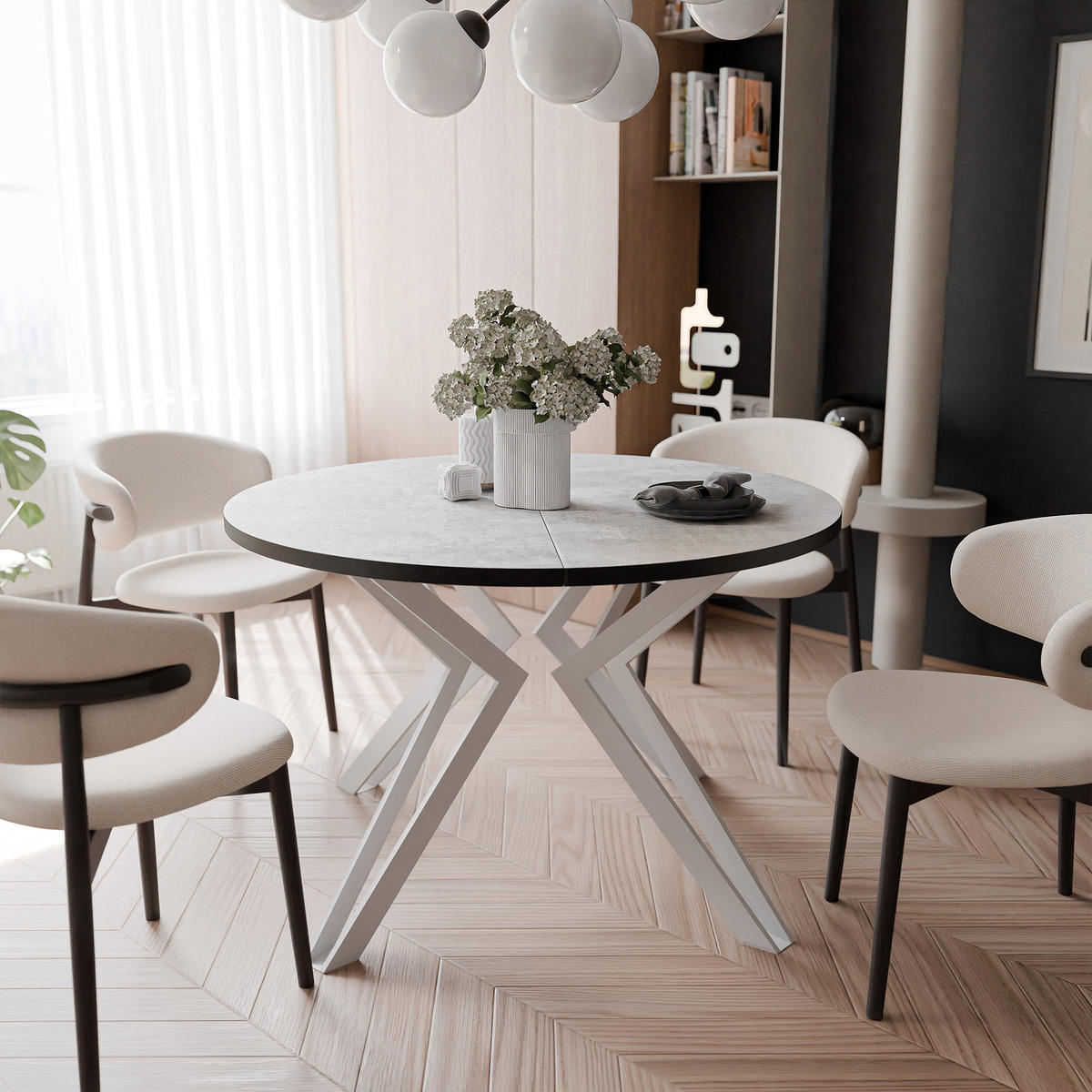 ESSTISCH ausziehbar aus MDF, Grau - Weiß/Grau, Holzwerkstoff (100/100/76cm) - Idohome