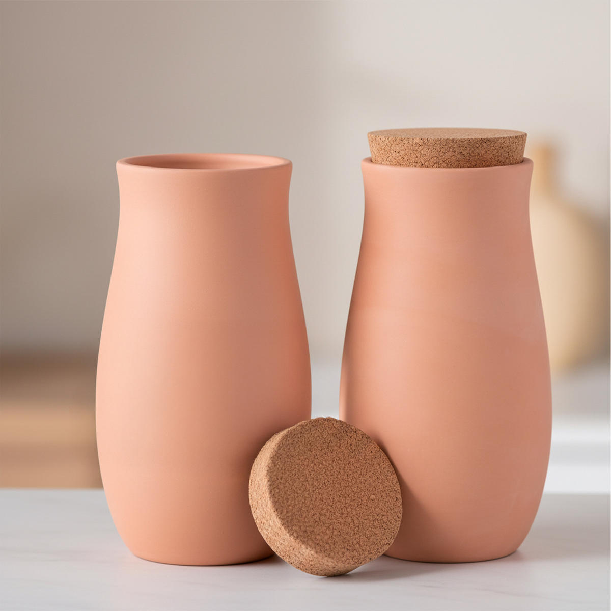 2XOLLAS - Hellbraun, Keramik/Naturmaterialen (10/21.5/10cm) - Relaxdays