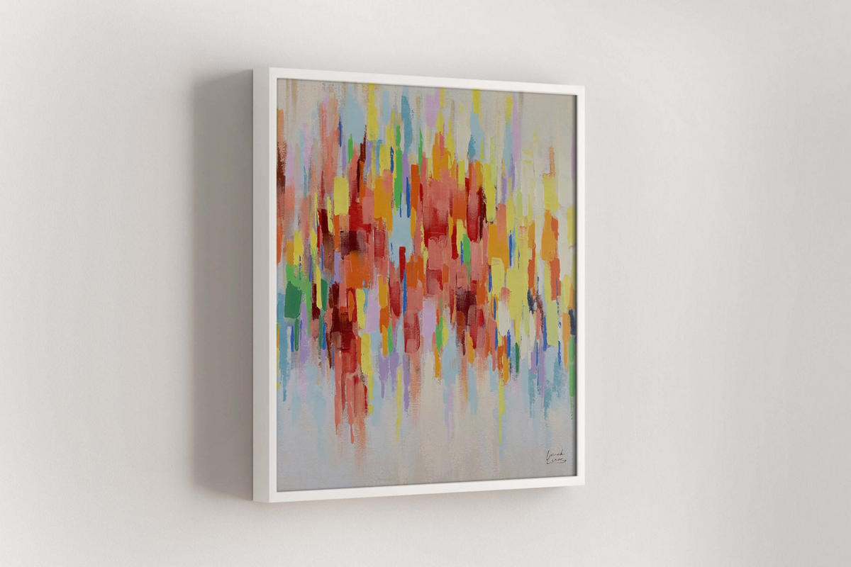 RUČNE MAĽOVANÝ AKRYLOVÝ OBRAZ 80/80 cm, béžový, abstraktný geometrický motív - viacfarebná/béžová, drevo/textil (80/80cm) - KUNSTLOFT