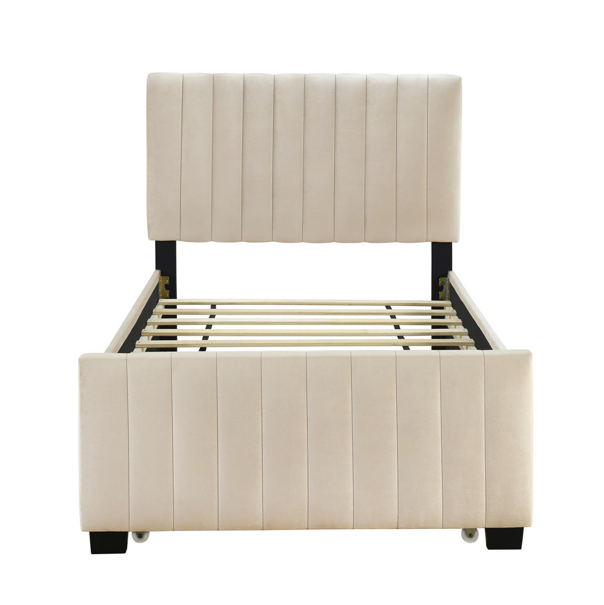 POLSTERBETT 90/190 cm aus Samtstoff mit ausziehbarem Gästebett Beige - Beige, Textil (90/190cm) - Modenvie