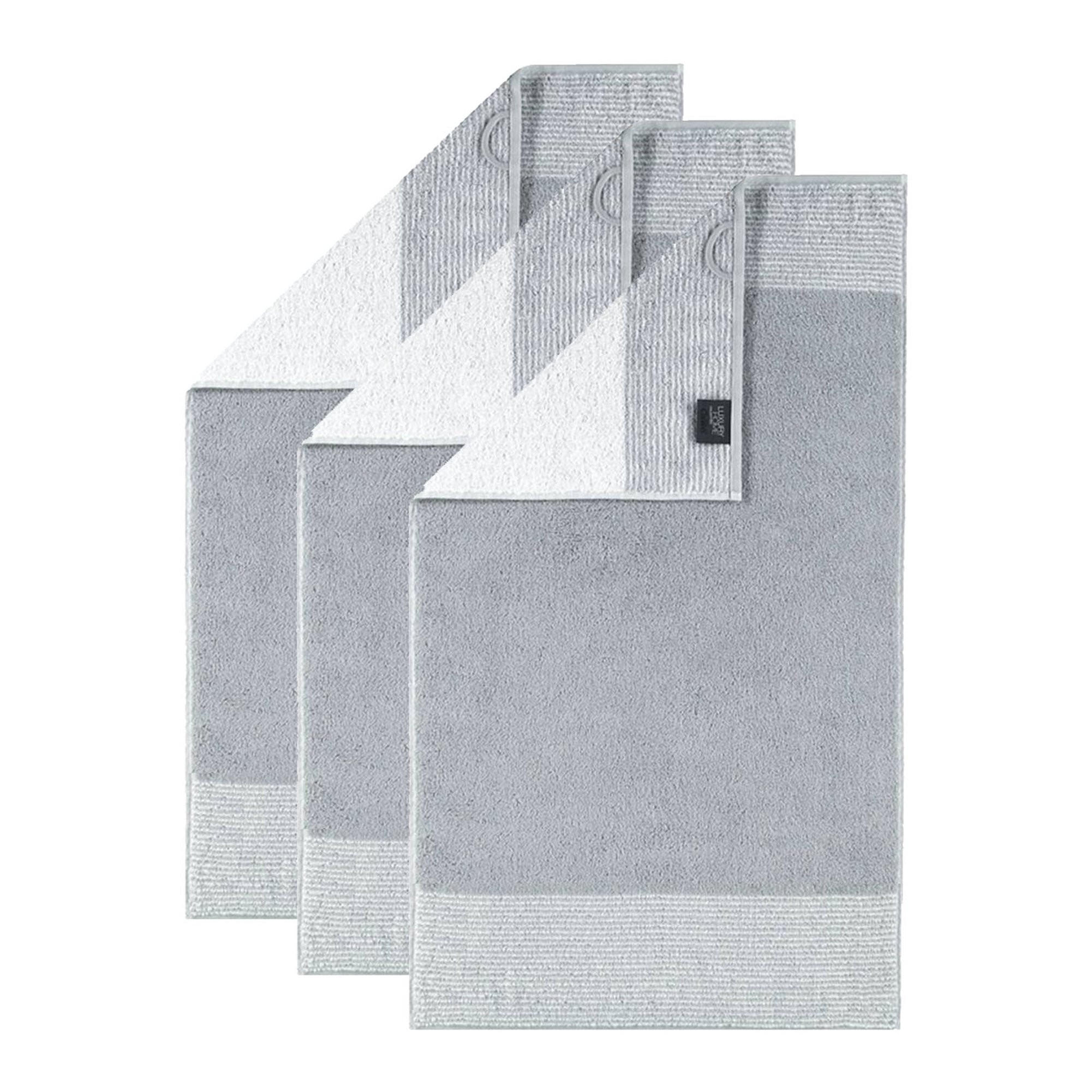 GÄSTETUCH Unisex Luxury Home Two-Tone Grau 3er Pack Baumwolle - Grau, Naturmaterialien (30/50cm) - Cawoe