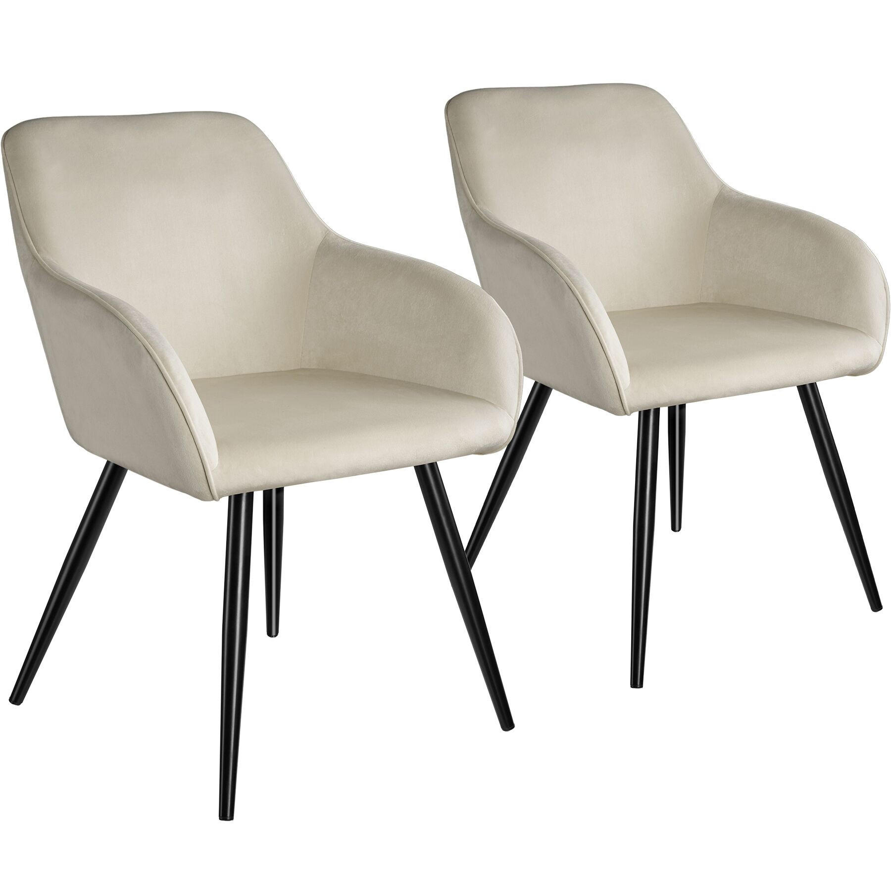 ESSZIMMERSTUHL 2er Set Marilyn 58 x 62 x 82 cm creme/schwarz - Creme/Schwarz, Textil (58/82/62cm) - tectake