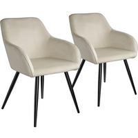 ESSZIMMERSTUHL 2er Set Marilyn 58 x 62 x 82 cm creme/schwarz - Creme/Schwarz, Textil (58/82/62cm) - tectake